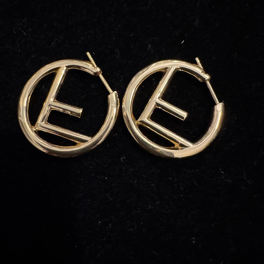 Fendi FF Elegant Gold Hoop Earrings - Picture 2 of 5